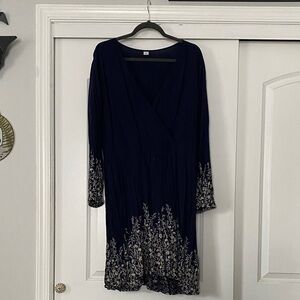 Old Navy - Elegant Navy Blue Dress with Floral Accents